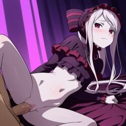 1boy ai_generated blush female half_naked intercourse on_side overlord_(maruyama) pink_eyes sex shalltear_bloodfallen vaginal_fluids vaginal_penetration vaginal_sex wet wet_pussy