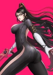 1girls absurd_res absurd_resolution absurdres accessory arm_belt artist_name ass bayonetta bayonetta_(character) bayonetta_(series) beauty_mark beauty_mark_on_face beauty_mark_under_mouth big_ass big_breasts big_butt black_bodysuit black_clothing black_hair bodysuit boobs_and_butt_pose breasts busty cowboy_shot curvaceous curvy curvy_female curvy_figure earrings female female_focus female_only floating_earring from_behind glasses gloves green_eyes gun hair_tie hi_res high_ponytail high_resolution highres holding holding_gun holding_object holding_pistol holding_weapon huizjie jewelry large_ass large_breasts light-skinned_female light_skin lips lipstick long_gloves long_hair looking_at_viewer looking_back makeup medium_breasts mole mole_on_face mole_under_mouth nintendo open_mouth parted_lips pistol platinum_games ponytail red_background sideboob sidelocks simple_background skin_tight solo solo_female solo_focus standing tagme thick_thighs thighs tied_hair turtleneck very_long_hair voluptuous voluptuous_female weapon white_gloves white_stripes