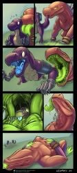 acrid after_vore anthro hexadec imminent_vore lemurian mawshot mouth_shot no_source oral_vore post_vore risk_of_rain risk_of_rain_2 tagme throat_bulge unwilling_prey vore vore_belly willing_pred