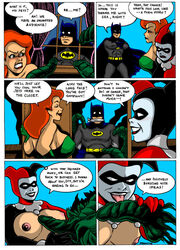 1boy 2girls batman batman:_the_animated_series batman_(series) big_breasts breasts comic dc_comics dcau dialogue dildo female femdom frank_strom harley_quinn harley_quinn_(classic) human licking malesub mouth_gag multiple_females nipples poison_ivy poison_ivy_(dcau) speech_bubble tentacles tied_up