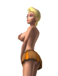 3d ass barbara_jo_bimbo blonde_hair blue_eyes breasts leisure_suit_larry no_bra skirt topless