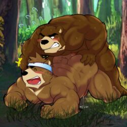 anal ass bear blush brothers censored forest goujuyu incest juuichi_mikazuki kenji_mikazuki male mammal morenatsu musclegut muscular penis precum sibling smile sweat tree twins yaoi