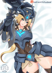 armor blonde_hair blue_eyes cameltoe championship_shyvana esports_series league_of_legends leotard scales shyvana signed tagme thick_thighs thighhighs thighs tofuubear world_championship_(league_of_legends)