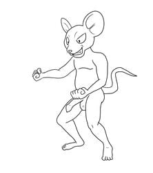 animated anthro balls boner dancing dragon_ball dragon_ball_super erection male male_only mammal monochrome mouse nude penis quitela rodent simple_background solo uncut unknown_artist