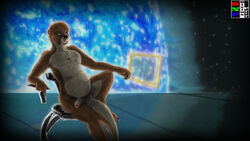 animal_genitalia anthro balls chair humanoid_penis male_pregnancy mammal mass_effect mustelid nikaro otter penis pregnant pregnant_male sheath siriusandpyri sitting solo space thick_tail video_games