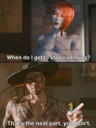 zdots calliope_brando calliope_brando_(zdots) destiny_(game) destiny_2 destiny_(video_game) hunter_(destiny) warlock_(destiny) overstimulation overstimulated meme meme_reference caption cowboy_hat blender blender_(software)
