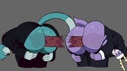2boys :3 anal anal_penetration ass_focus back_view bedfellows big_ass exposed_ass fatigue fatigue_(bedfellows) femboy fisting_ass from_behind furry_male hi_res huge_ass looking_at_viewer looking_back male nun nun's_habit nun_outfit rear_view ribznsfw sheen sheen_(bedfellows) tagme tearing_clothes tearing_up
