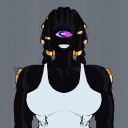 1girls 2d 2d_(artwork) 2d_artwork alien alien_girl alien_humanoid alternate_version_at_source alternate_version_available ben_10 ben_10_(classic) ben_10_omniverse black_body black_hair black_skin braid braided_hair braided_twintails chaquetrix cyclops dark-skinned_female dark_skin digital_art digital_drawing digital_drawing_(artwork) digital_media digital_media_(artwork) feedback feedback_(ben_10) female female_only fully_clothed gray_background large_breasts leotard looking_at_viewer muscular_female pink_eyes smile smiley_face smiling_at_viewer sunnova_robot tentacle_hair white_leotard