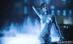 1girls armpits aurore_cassel beeg3d black_lipstick cd_projekt_red choker cyberpunk_2077 earrings female female_only freckles light-skinned_female light_skin nude nude_female pool poolside red_hair small_breasts solo solo_female solo_focus wet wet_skin
