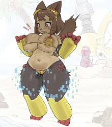 1boy 1girl 1girls 2026 2d 2d_(artwork) animal_ears animal_humanoid animal_tail anthro anthro_only areola areola_slip areolae areolae_slip bangs bare_shoulders belly belly_button big_breasts big_hips big_thighs bikini bikini_bottom bikini_top blush blush_lines blushing breasts brown_body brown_fur brown_hair camel_toe cameltoe cat_ears cat_girl cat_tail catgirl child_bearing_hips curvaceous curvaceous_female curvy curvy_body curvy_figure curvy_hips elbow_gloves female full_body furry furry_female furry_only fut gameoverse genitals gloves gobbles_(gameoverse) hi_res highres hourglass_figure huge_hips hyper jingzhou14848 kit_(gameoverse) large_breasts large_hat large_thighs long_gloves male midriff navel nipple_bulge nipples nipples_visible_through_clothing nose_bleed nosebleed pink_eyes pussy revealing_clothes short_hair skimpy skimpy_bikini skimpy_clothes slim slim_waist solo solo_female stomach sweat sweatdrop sweating tail tear tearing_up tears thick_hips thick_legs thick_thighs thighs threesome vagina voluptuous voluptuous_female waist whiskers wide_hips zhou135627