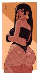<1_second_video animated ass ass_clap bare_shoulders big_breasts black_hair black_panties black_tube_top bracelet bracelets breasts brown_eyes chel chel_(el_dorado) chel_(the_road_to_el_dorado) commentary dark-skinned_female dark_skin dreamworks earrings english_commentary female female_only fishnets from_behind highres huge_ass jewelry large_breasts long_hair looking_at_viewer looping_animation marsupialman panties parted_lips smile solo sound_effects strapless tagme the_road_to_el_dorado thick_lips tube_top underwear video