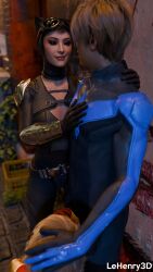 1boy 1boy2girls 2girls 2girls1boy 3d ada_wong alley ashley_graham asian_female black_gloves black_hair blonde_hair capcom catwoman_(cosplay) cosplay costume dc_comics fellatio female gloves graffiti hand_on_chest hand_on_head hand_on_hip hand_on_penis hi_res high_resolution highres holding_penis large_penis lehenry3d leon_scott_kennedy light-skinned_female light-skinned_male light_skin male mask masked_male nightwing_(cosplay) on_knees outdoors penis public red_gloves resident_evil simple_background supergirl_(cosplay) threesome touching_penis