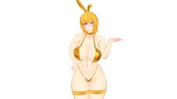 1girls bikini bikini_bottom bikini_top blonde_female blonde_hair bunny_ears half-dressed half_naked half_naked_female long_hair long_hair_female onlyrubez purple_eyes rwby solo_female yang_xiao_long