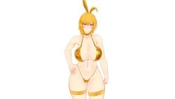 1girls bikini bikini_bottom bikini_top blonde_female blonde_hair bunny_ears half-dressed half_naked half_naked_female long_hair long_hair_female onlyrubez purple_eyes rwby solo_female yang_xiao_long