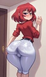 kushieda_minori toradora! minori_kushieda toradora big_breasts big_ass hips sweaty ai_generated ass sweaty_ass swamp_ass smelly_ass against_wall