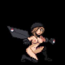 1girl boots boots_only breasts brown_hair edit female_only gloves gym_leader nipples npc_trainer nude nude_female pixel_art pokemon pokemon_fangame pokemon_reborn small_breasts sprite team_meteor team_meteor_grunt team_meteor_grunt_(female)