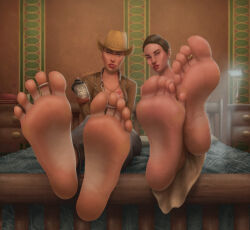 barefoot deivhoyna fallout_new_vegas feet foot_fetish post_apocalyptic rose_of_sharon_cassidy toe_ring toes veronica_santangelo