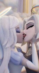 2girls ai_generated angel angel_wings animated bed bedroom bedroom_sex clothed_sex edited emily_(hazbin_hotel) female female/female female_only french_kiss google_gemini grok grok_imagine hazbin_hotel heaven kissing lesbian_kiss lesbian_sex lute_(hazbin_hotel) mikey-rg97 multiple_girls sound tongue_kiss video white-haired_female white_hair yuri