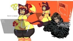 ! 1boy 1girls 2026 2d 2d_(artwork) ?? anthro ass big_ass big_butt breasts brown-skinned_female brown_body brown_hair brown_skin cat_ears cat_girl cat_humanoid cat_tail catgirl color colored crossover dialogue digital_drawing_(artwork) digital_media_(artwork) english_text feline feline_humanoid female female_anthro female_humanoid firearm fully_clothed gameoverse glitch_productions goggles goggles_on_head gun handgun holding_gun holding_weapon human humanoid kit_(gameoverse) leon_scott_kennedy light-skinned_male light_skin male male_human resident_evil shaketxd smoke_from_gun text thighs weapon wide_hipped_female wide_hips wide_thighs