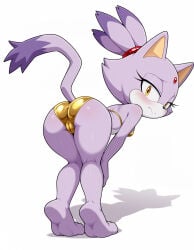 2026 ai_generated anthro ass ass_focus bat bent_over big_breasts bikini bikini_thong black_nose blaze_the_cat blush breasts camel_toe cameltoe clothing curvy_figure eyelashes fangs female gold_bikini golden_week hair hi_res huge_breasts looking_at_viewer looking_back mammal navel sega short_hair small_waist smile solo sonic_(series) sonic_the_hedgehog_(series) swimwear thick_thighs two-piece_swimsuit under_boob voluptuous wide_hips