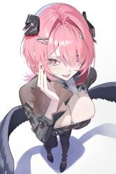 1girls 2020s 2026 2d 2d_(artwork) 2d_artwork 5_fingers artist_request belt_bra belt_buckle big_boobs big_breasts big_tits big_titties black_wings blush blush_lines blushing boobs breasts cleavage cleavage_overflow clothed clothed_female clothes colored_nails curvy curvy_body curvy_female curvy_figure digital_drawing_(artwork) digital_media digital_media_(artwork) ears eyebrows eyebrows_visible_through_hair eyelashes eyes eyes_open eyes_visible_through_hair female female_focus female_only fingernails fingers girl heels hoyoverse humanoid legs light-skinned_female light_skin looking_at_viewer mihoyo mihoyo_technology_(shanghai)_co._ltd. nail_polish nailpolish nails nails_painted no_dialogue no_text painted_fingernails painted_nails pale_skin pale_skinned_female pink_hair pink_hair_female pointy_chin pointy_ears ramiel_(zenless_zone_zero) remielle_(zenless_zone_zero) remielle_dan revealing_clothes revealing_clothing revealing_outfit sexually_suggestive shiny_breasts shiny_clothes shiny_skin simple_background slight_blush slim slim_female slim_girl suggestive suggestive_look textless thiren tits tongue tongue_out video_game_character video_game_franchise white_background winged_humanoid wings zenless_zone_zero