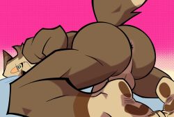 trend ass_focus ass wolf male male_only solo solo_focus javigameboy biggbadstarwolf bait_(glove_and_beanie_with_bait) bait_(javigameboy) backsack muscular alternate_version_available