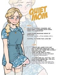 1futa 2024 apron blonde_hair blue_eyes blushing bulge_under_clothes character_sheet clothed clothing fully_clothed futa_only futanari hiding_erection mom not_enough_milk_(artist) short_dress shy solo tagme