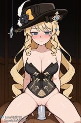kirill782 navia_(genshin_impact) ai_generated breasts stable_diffusion watermark boosty_username telegram_username female 1girls genshin_impact blonde_hair blue_eyes large_breasts blush drill_hair mihoyo hoyoverse sex_toy dildo long_hair hat cleavage hat_feather masturbation mind_control drill_sidelocks pussy vaginal_object_insertion hypnosis vaginal uncensored strapless empty_eyes