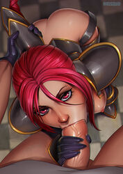 eye_contact fellatio ironscale_shyvana league_of_legends partial_male pov radsquid shyvana tagme