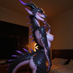 ai_generated anthro anthro_female anthroguy anthropomorphic beautiful bedroom big_breasts breasts breeding_request curvy curvy_female dragon dragon_girl dragoness female female_focus female_only flirting flirting_with_viewer furry furry_only green_eyes high_quality high_resolution highres horny horny_female in_heat in_love inviting_to_sex large_breasts looking_at_viewer monster monster_girl naked naked_female nude nude_female oc posing posing_for_the_viewer purple_scales scales scalie scalie_female scalie_only scaly seductive seductive_eyes seductive_look seductive_pose seductive_smile sexy sexy_body sexy_female sexy_pose tail tits tits_out voluptuous voluptuous_body voluptuous_female wide_hips