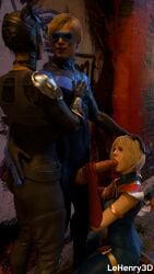 1boy 1boy2girls 2girls 2girls1boy 3d ada_wong alley ashley_graham asian_female black_gloves black_hair blonde_hair capcom catwoman_(cosplay) cosplay costume dc_comics fellatio female gloves graffiti hand_on_chest hand_on_head hand_on_hip hand_on_penis hi_res high_resolution highres holding_penis large_penis lehenry3d leon_scott_kennedy light-skinned_female light-skinned_male light_skin male mask masked_male nightwing_(cosplay) on_knees outdoors penis public red_gloves resident_evil simple_background supergirl_(cosplay) threesome touching_penis
