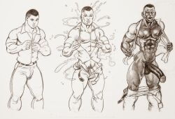2014 gay male male_only monochrome original siproites tagme traditional_media transformation