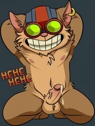 anthro artist_request black_background clenched_teeth color erection furry furry_only league_of_legends male male_only penis riot_games simple_background standing uncensored yordle ziggs