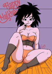 big_breasts big_thighs cosplay dragon_ball dragon_ball_super dragon_ball_z gine halloween halloween_costume monkey_tail saiyan saiyan_female saiyan_girl saiyan_tail sexy sexy_body sexy_female sexy_pose voluptuous voluptuous_female