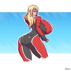 1girls big_ass big_breasts blonde_hair breasts_bigger_than_head cagalli_yula_athha color gundam gundam_seed huge_ass huge_breasts looking_at_viewer n647 nipples_visible_through_clothing taller_female thick_thighs voluptuous wide_hips