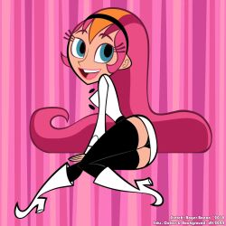 agent_xero ass_focus blue_eyes dlt lying_on_side panties pink_hair the_modifyers