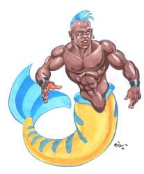 2015 bara disney flounder gay humanized male male_only merman muscular nipples siproites tagme the_little_mermaid traditional_media what
