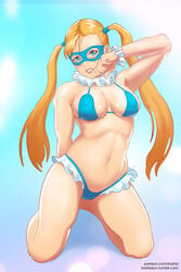 1girls bikini blonde_hair blue_eyes breasts cleavage female koshio long_hair looking_at_viewer rainbow_mika solo street_fighter twintails