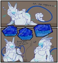anonymous_artist anthro blue_blush blue_bodily_fluids blue_flesh blush blush_lines bodily_fluids breast_grab breasts breath digestion digestion_noises duo female female_only fur genital_fluids genitals guts hand_on_breast hi_res internal intestines long_ears masturbation organs panting pipe_(jeddy) repono splynter stomach unwilling_prey vaginal_fluids vore vulva weight_gain white_body white_fur