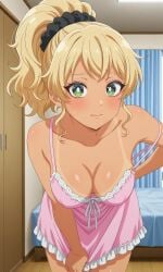 1girls ai_generated blonde_hair dark-skinned_female female female_only green_eyes gyaru ijichi_kotoko otaku_ni_yasashii_gal_wa_inai!? tagme tanline