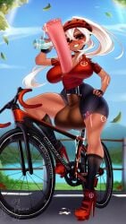 autopaizuri azur_lane bike bike_shorts biker_clothes cleats cum_in_bottle cum_in_pussy cycling futa_only futanari grin high_heels horse_penis horsecock huge_balls huge_cock lake large_breasts leaking_cum leaking_precum messy_cum minneapolis_(azur_lane) multiple_vibrators muscular nenerhea outdoors precum ripped_clothing tan_body tan_skin tattoos thick_thighs vibrator vibrator_in_pussy vibrator_under_clothes white_hair