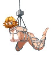 bdsm big_breasts bondage bra cage caged female female_only gag gagged hanging_from_ceiling igawa_sakura muzzle_gag muzzled taimanin_(series) thong underwear vontornado123