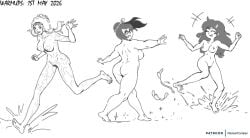 3girls amphibia ass barefoot breasts comet_(gnosia) female gnosia marcy_wu mei_(overwatch) noisetanker nude overwatch pussy tagme water