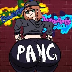 1girls animated animated_gif ass big_ass bmasterad bottom_heavy bouncing_ass brick_wall bubble_butt clothing crop_top cropped_jacket dotodonoto fat_ass female female_only gluteal_fold graffiti graffiti_on_wall hat huge_ass jacket jiggle jiggling_ass large_ass looking_at_viewer looking_back massive_ass original panties pants pixel_animation pixel_art sarah_stacy_(dotodonoto) smooth_animation solo text_on_clothing thick_ass thick_thighs thong thunder_thighs twerking wall wide_hips