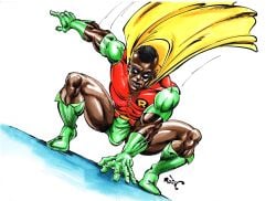 siproites gay traditional_media male male_only tagme 2015 dark_skin robin_(dc) dc_comics batman_(series) bulge