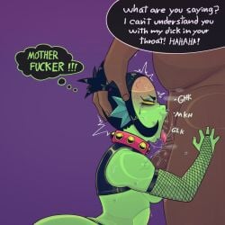 1boy1girl angry angry_expression belly_button_piercing big_penis black_hair blowjob brawl_stars collar dark-skinned_male deepthroat eyeshadow fishnet_armwear forced_oral forcing_on_dick gagging grabbing_head green_skin jams_draws licking_penis male/female purple_background ruined_makeup saliva scales smaller_female sweat sweatdrop sweaty sweaty_ass sweaty_body tied_hair tongue willow_(brawl_stars) yellow_sclera