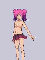 1girl breasts charlotte_(pokemon) charlotte_(pokemon_reborn) charlotte_belrose cum cum_in_mouth cum_in_pussy cum_on_breasts cum_on_face edit female_only gym_leader nipples nude nude_female pink_eyes pink_hair pixel_art pokemon pokemon_fangame pokemon_reborn skirt small_breasts twin_tails