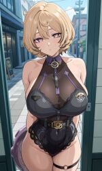 1girls ai_generated city curvy curvy_body curvy_female curvy_figure female female_only looking_at_viewer mature_female sfw shao145 solo solo_female standing yidhari_murphy zenless_zone_zero