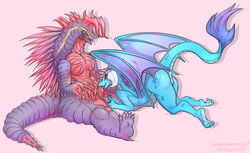 anthro anthro_dragon anthro_on_anthro balls black_skin blue_dragon_(animal) blue_skin breasts claws crossover demon dragon fellatio female female_dragon friendship_is_magic hand_on_balls hand_on_head horn interspecies kaiju licking long_tail love male membranous_wings monster multi_eye muscular my_little_pony nude open_mouth oral penis penis_lick princess_ember_(mlp) pussy quills red_skin romantic_couple sex sharp_teeth smile spiked_tail spikes straight sugarbeasts-07 teeth tongue tongue_out ultraman_(franchise) wings yellow_eyes zaigorg