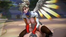 3d animated blizzard_entertainment breasts duo female female_on_top fpsblyck male mechanical_halo mechanical_wings mercy nipples no_sound numbani_(map) overwatch penis pussy straight vaginal_penetration video